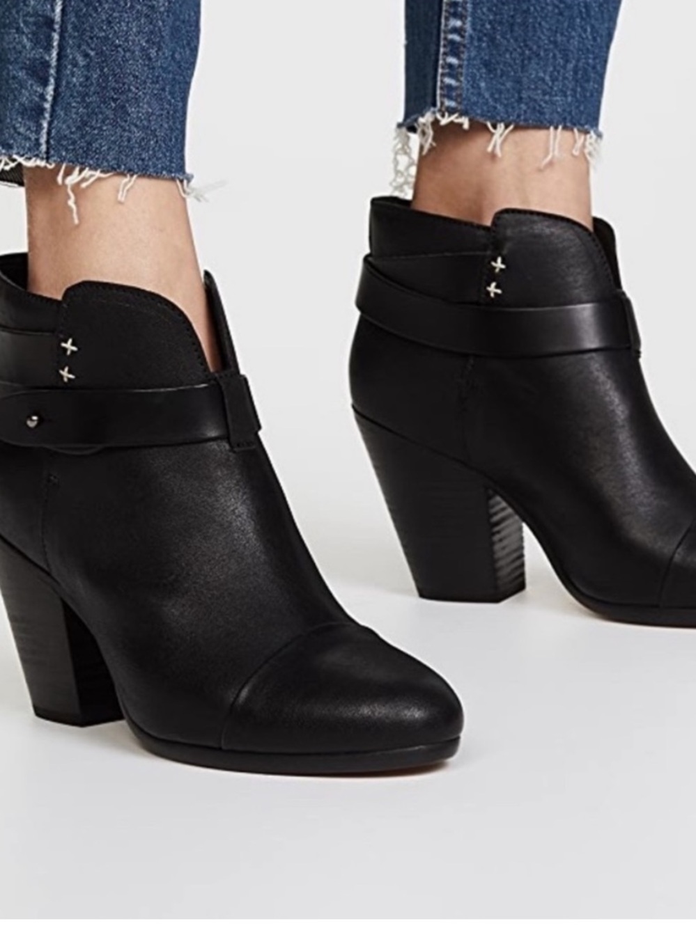 Rag & Bone Harrow Leather Ankle Boots in Black Sz 10